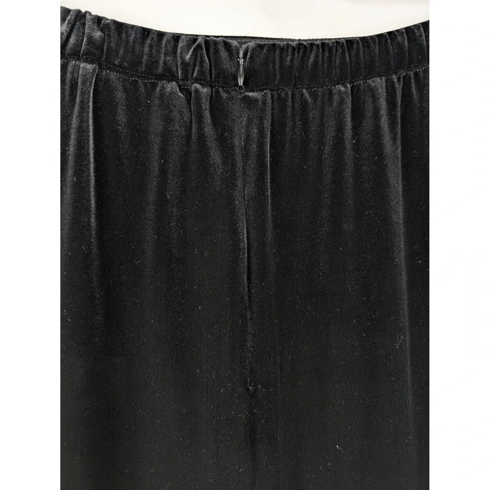 Vintage Whimsigoth Velvet Maxi Skirt Size L‎ Black Elastic Waist Dark Romantic - Picture 3 of 10